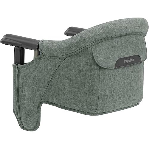 Inglesina Fast Table Chair, Pine Green Melange - Portable High Chair for Baby & Toddlers 6-36 Months - Fits Tables 0.8'' - 3.5'' - Collapsible and Compact Design Space Saving - Travel Bag Included