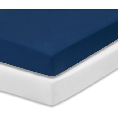 Everyday Kids 2-Pack Fitted Crib Sheets, White & Navy, Soft Breathable Microfiber, Fits Standard Crib Mattress 28x52, Nursery Bedding Set