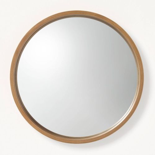 30" Round Wood Framed Wall Mirror Natural - Hearth & Hand™ With Magnolia: Bathroom, Circular, No Assembly Required