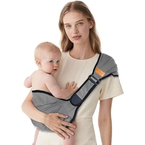 Baby Sling Carrier,Baby Sling with Cushion,Toddler Carrier with Comfortable Sponge Cushion,Carrying 10-30 lbs(Grey)