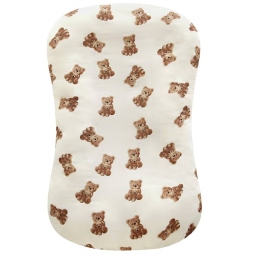 LifeTree Muslin Baby Lounger Cover, Newborn Slipcover Lounger Cover for Boys Girls Infant, Soft 70% Viscose from Bamboo and 30% Cotton, Cover Only, Bear Pattern