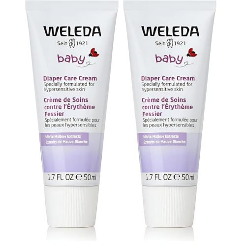 Weleda Baby White Mallow Diaper Care Cream, 1.7 Fluid Ounce, Fragrance Free Plant Rich Protection with White Mallow, Pansy, Sesame and Coconut Oils (Pack of 2)
