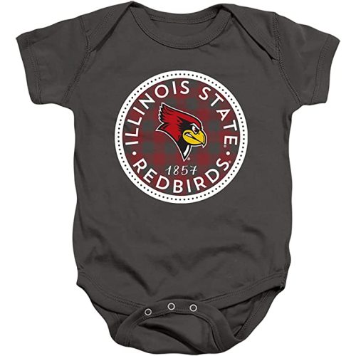Illinois State University Official Plaid Badge Unisex Infant Snap Suit for Baby - 6 Months - Charcoal