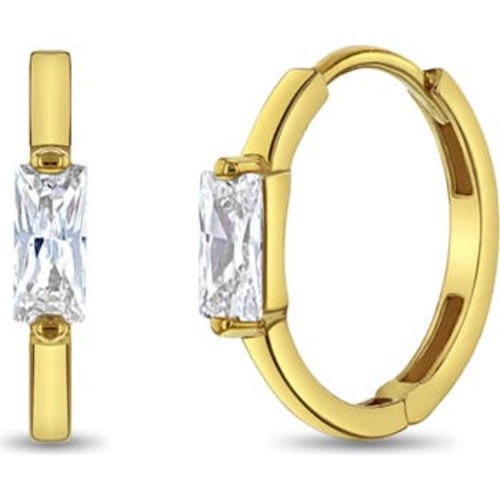 14k Baguette Cut Huggie Earrings