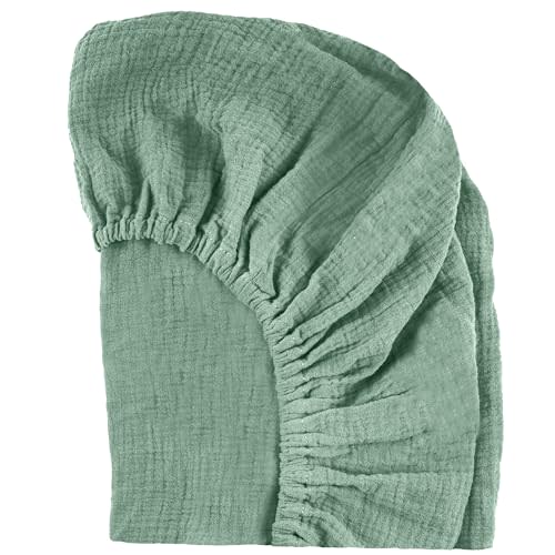 Giggli Babyz Mini Crib Sheets: Soft and Cuddly Muslin Mini Crib Sheets Fitted for Baby Boy and Girl - Extra Soft Mini Crib Sheet 24"x38" (Roman Green, 1-Pack)