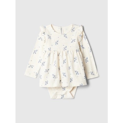 Baby Floral Bodysuit Dress in ivory frost, size: Up To 7lb