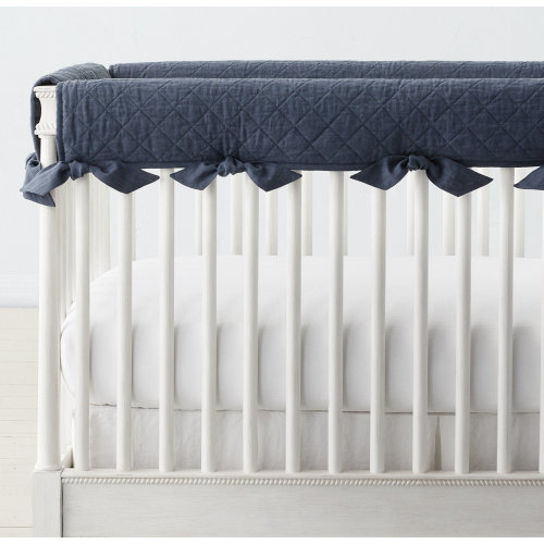 Washed Linen-Cotton Diamond Crib Rail Cover | RH Baby & Child