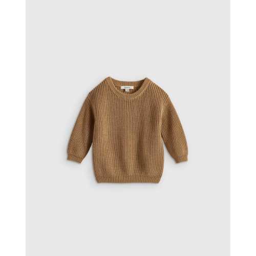 100% Organic Cotton Fisherman Tunic Sweater  in Camel