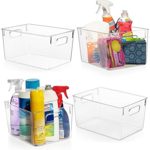 ClearSpace Clear Plastic Storage Bins – Pantry Organizers & Storage Containers, Cabinet Organizer - Home Organization Must Haves for Kitchen, Laundry Room, Office, Closet, Garage & Freezer