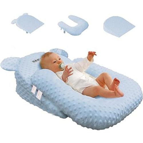 Nursing Pillow, Breastfeeding Pillows, Infant Feeding Support Pillow Multi-Functional & Portable Support Cushion for Travel (Blue, One Size)