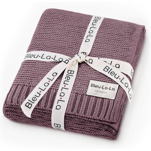 Heritage Knit Organic Cotton Receiving Swaddle Blanket for Girls - 100% Luxury Organic Cotton Knit Warm Cozy Quilt Swaddle Blanket for Newborns Infants Babies & Toddlers (0-2Yrs - Sugar Plum)