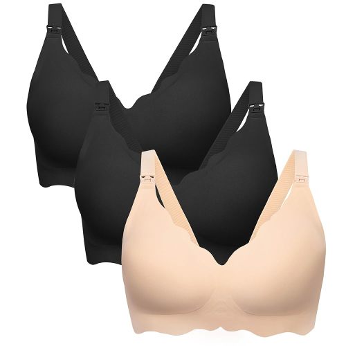 Angelhood Nursing Bras for Breastfeeding Ultra Comfort Seamless Maternity Bra Pack Wireless Pregnancy Bralette Bra Extender