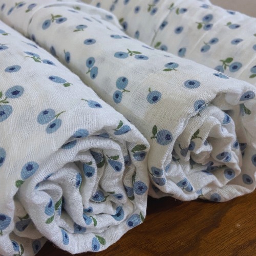 Maine Blueberry Muslin Baby Swaddle Blanket 40” x 40”