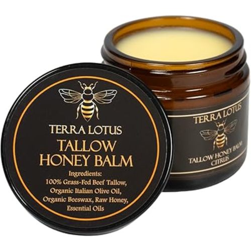 Organic Grass-Fed Beef Tallow Balm with Raw Honey/Moisturizing Baby + Mama cream - Handmade All-Natural Moisturizer (2 Oz, Citrus)