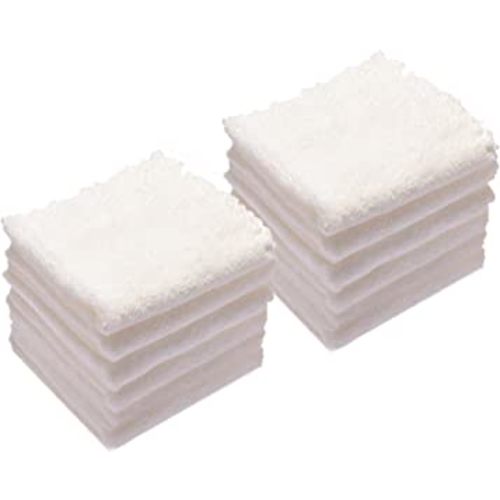 Kyapoo Baby Washcloths 12 Pack 12x12 Inches Microfiber Coral Fleece Extra Absorbent and Soft for Newborns, Infants and Toddlers-White