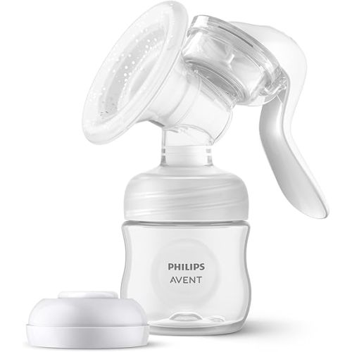 Philips Avent Manual Breast Pump - Easy Pumping with Natural Motion Technology - Transparent, SCF430/03