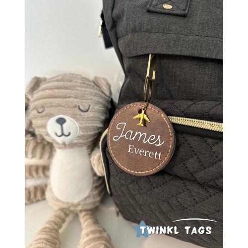 Personalized name tag, diaper bag tag, leather tag, custom backpack tag, baby accessories, baby name keychain, daycare bag tag, luggage tags