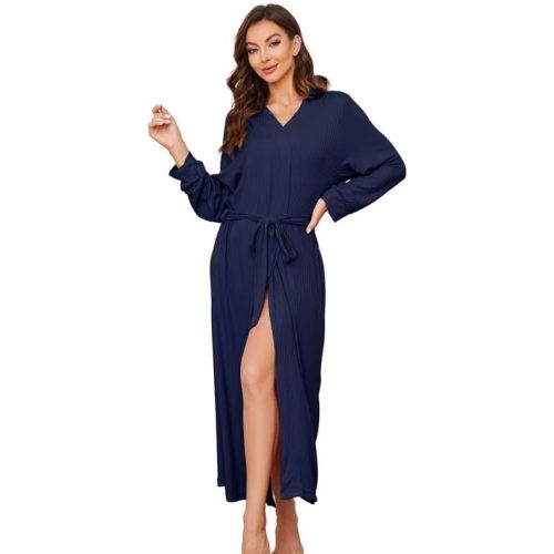 HEARTNICE Womens Soft Long Robe, Lightweight Full Length Knit Bathrobe for Sleepwear & Loungewear Robe