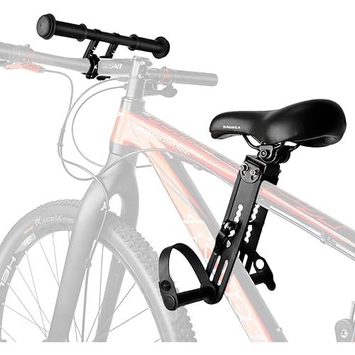 Kid Bike Seat Front Mounted and Handlebar for Mountain Bike Parent-Child Cycling, Child Bicycle Seat&Child Handlebar for All Adult MTB Bike Cycling(Foldable/Not Foldable Pedals)