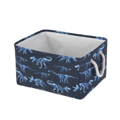 Your Zone Dinosaur Canvas Storage Bin with Handles, Kids Toy Organizer, Lightweight Rectangular Basket