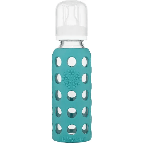 Lifefactory 9-Ounce Glass Baby Bottle with Stage 2 Nipple and Protective Silicone Sleeve Kale (LF110018C4)