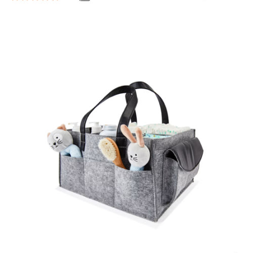Large Nappy Caddy - Grey and Black