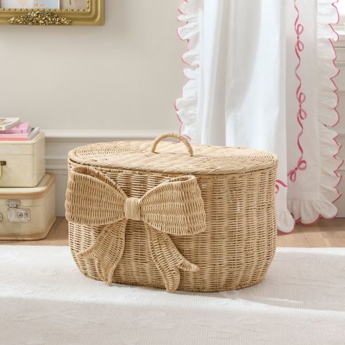 LoveShackFancy Woven Bow Lidded Trunk (23"x15")