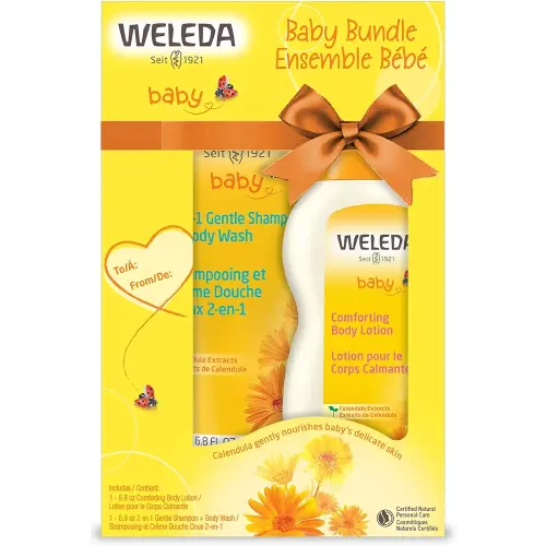 Weleda Baby Calendula Body Lotion and Shampoo-Body Wash Bundle, 6.8 Fluid Ounce (Pack of 2), Plant Rich Baby Care with Calendula and Sweet Almond Oil