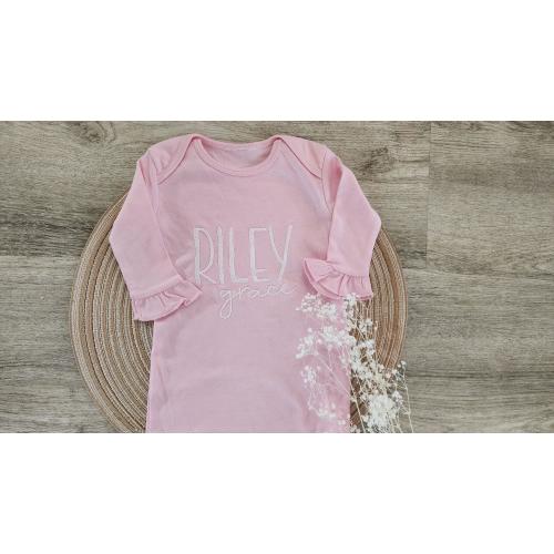 Monogrammed Baby Girl Gown - Coming Home Outfit - Baby Shower Gift - Personalized Baby Gown - New Mom Gift - Embroidered Baby Gown - Baby