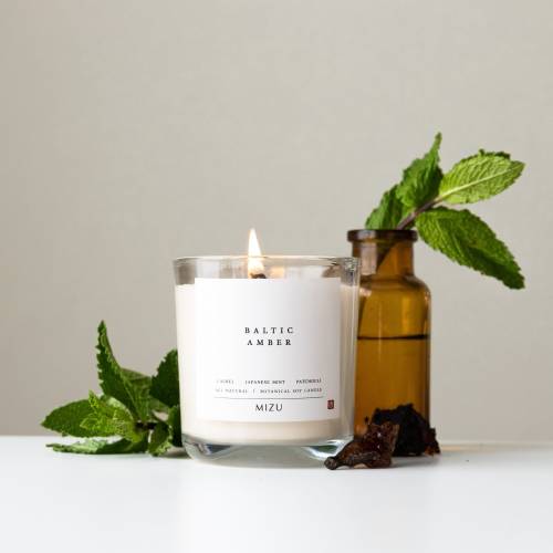 BALTIC AMBER Crystal and Soy Candle | All Natural Modern Candle