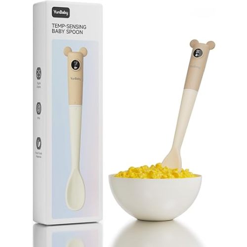 Baby Food Spoon with Thermometer – Instant-Read Display for Formula, Puree & Milk | 3-Second Temperature Reading, Soft Silicone Tip