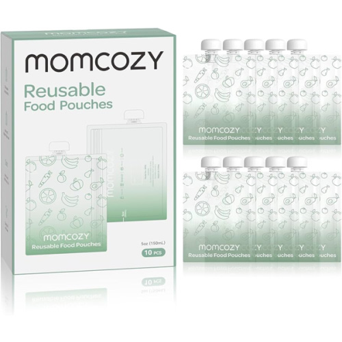 Momcozy Reusable Baby Food Pouches for Toddlers,BPA Free Plastic,Food Safe,Freezer Safe,Refillable for Applesauce Yogurt & Puree Squeeze Pouch,10 packs,5oz