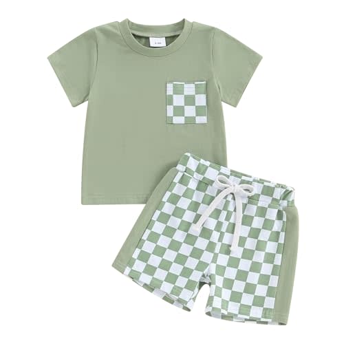 Sprifallbaby Baby Boy Summer Clothes Short Sleeve Plaid Shirt Infant Toddler Boys Outfits Patchwork Checkerboard Shorts Sets