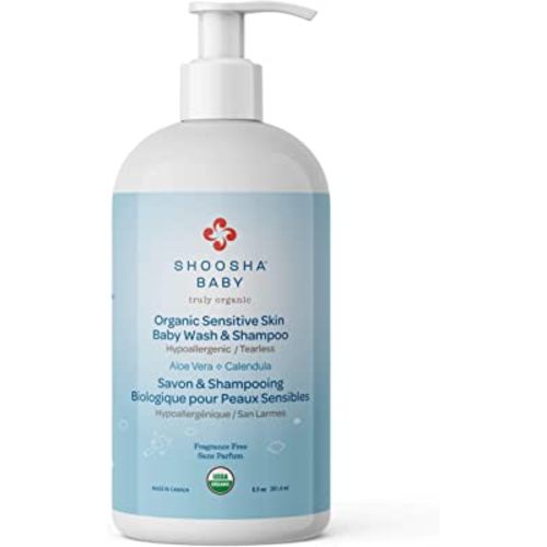 Shoosha USDA certified Organic Shampoo and Body Wash for babies and kids, Great for Sensitive Skin, All natural made from food grade ingredients, Fragrance and Tear Free, Hypoallergenic