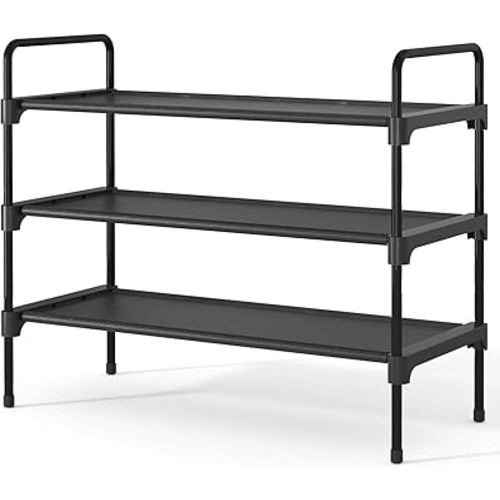 Kitsure Shoe Rack for Closet, Sturdy and Long-Lasting Shoe Shelf, Shoe Rack for Entryway, Personalized DIY Shoe Organizer, Shoe Rack Organizer for Space-Saving, 27.6" x 11.8" x 22.6", Black