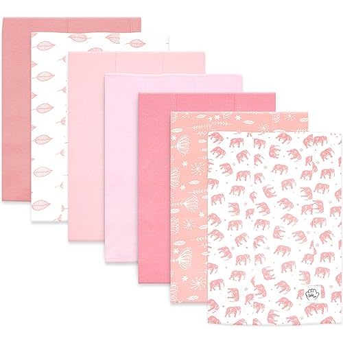 Baby Burp Cloths for Boys and Girls - 7 Pack Large 100% Organic Cotton - Double Layered Extra Absorbent Burp Rags, Pink