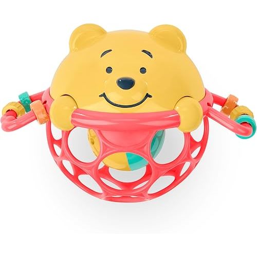 Disney Baby Winnie The Pooh Jingle & Shake Rattle Toy by Bright Starts with Easy-Grasp Oball Technology, Unisex, Newborns & Up