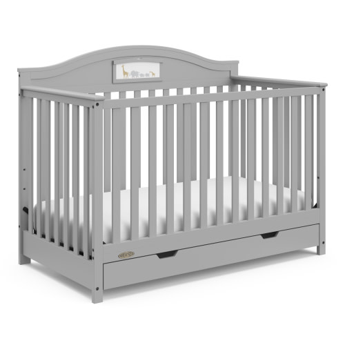Graco Story 5-in-1 Convertible Baby Crib with Storage Drawer, Pebble Gray