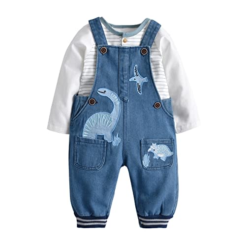 LvYinLi Baby Boy Clothes Set Infant Boy's Long Sleeve Romper+Dinosaur Denim Overalls Toddler Boys Fall Winter Outfits Suit