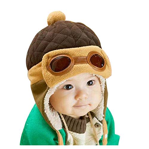 Crochet Earflap Pilot Hats Rabbit Ears Beanie Cap Winter Warm Knit Caps for Toddlers Baby Girls and Boys