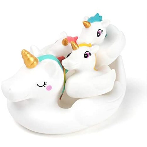 Lightaling Squirt Toys Cute Animal Unicorn Rubber Family Bathtub Pals Bath Toys -Unicorn Floating Bath Tub Toys Value Pack (Set of 4)