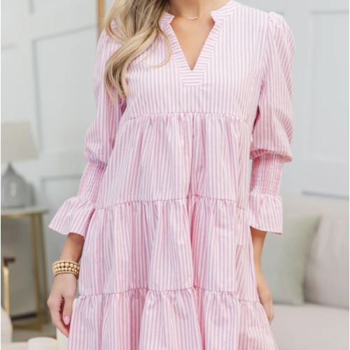 NURSING COLLECTION: In Your Happy Place Pink Striped Dress
