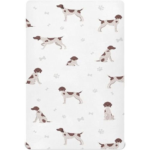 Crib Sheets for German Shorthaired Pointer Toddler Baby - Neutral Mini Nursery Mattress Fitted Sheet, Soft & Breathable, 52 * 28 * 9 In