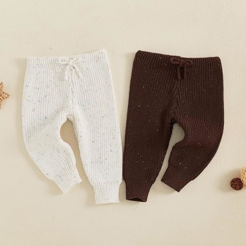Eadrioss Infant Baby Boy Girl Knit Leggings Cotton Knitted Solid Pants Tights Trousers 2 Pack Toddler Fall Winter Clothes