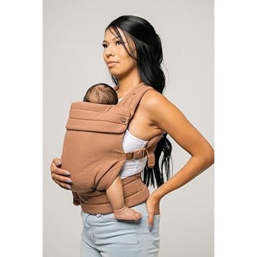 Mabē Monarch Ergonomic Baby Carrier - Premium Cotton Soft Structured Infant Carrier with Hip Healthy Design, 3 Carry Positions for Newborn to Toddler (7-35lbs), Lightweight & Breathable (Mocha)