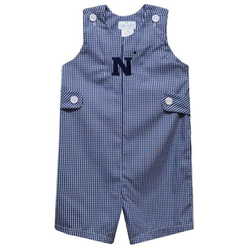 Navy Midshipmen Vive La Fete Infant Gingham Jon Jon Romper - Navy