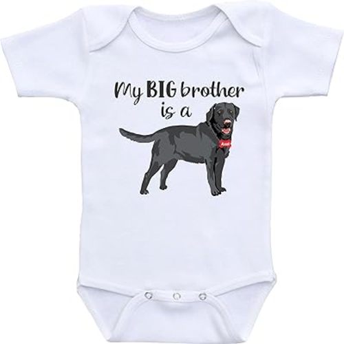 MK Classy Prints My Big brother is a Black Lab Baby bodysuit Dog Shirt Unisex