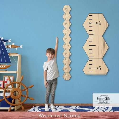 Farmhouse Style Wooden Kids Growth Chart Ruler for Boys and Girls (Weathered Natural - AA)