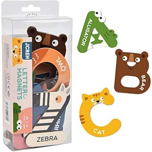 JCREN Jumbo Magnetic Letters Animals Alphabet Toys,Fridge Magnets Stick Large ABC Alphabet Uppercase Toy Set Preschool Learning Spelling Refrigerator Gift for 3 4 5 Year Old Toddler Kids Boys Girls