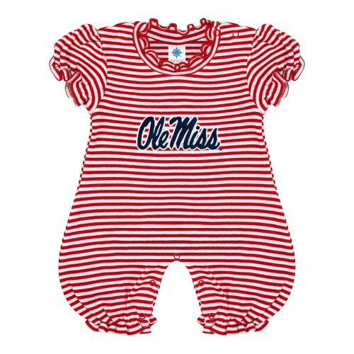 Creative Knitwear College Baby Striped Puff Sleeve Romper - Team Logo, Many Colors, for Girls (Newborn-12 Months)